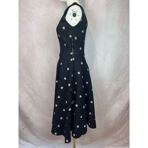 Vintage 1950s Wool Felt Embroidered Dress Swing Rockabilly Pinup Mod - Picture 5 of 8